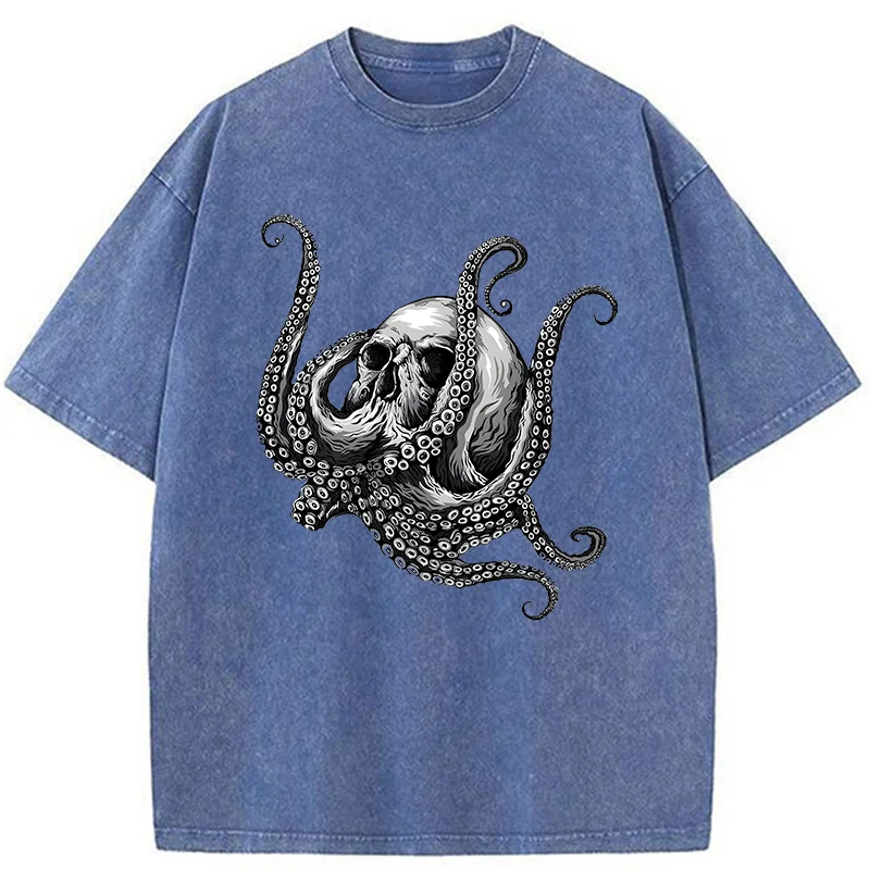 Skeleton Octopus Washed T-Shirt