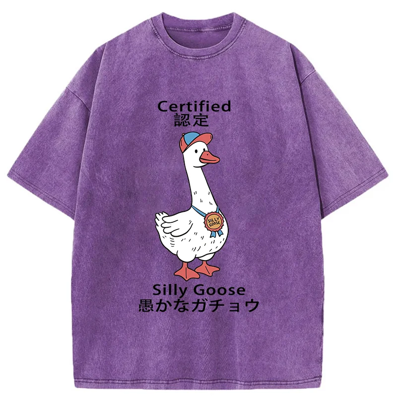 Tokyo-Tiger Certified Funny Silly Goose  Washed T-Shirt