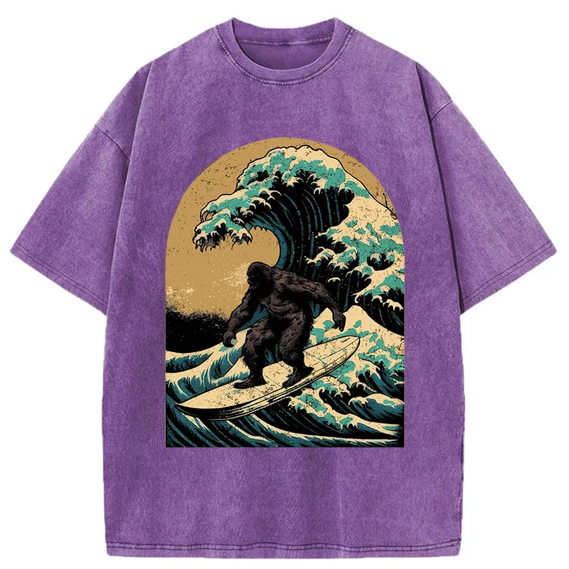 Bigfoot Surfing Washed T-Shirt