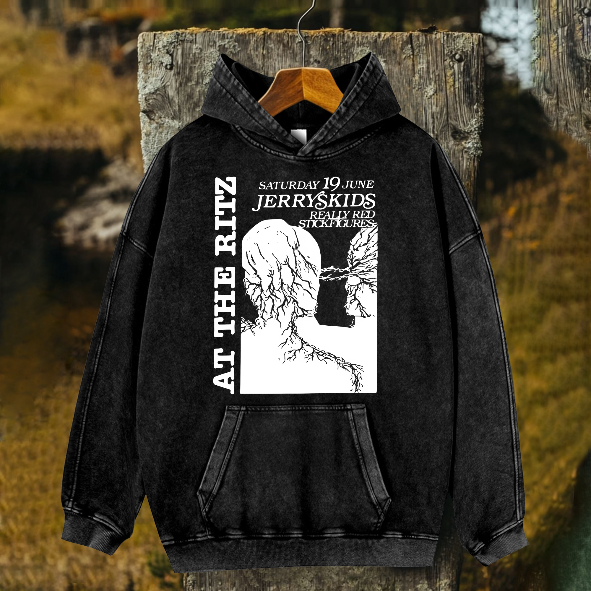 Unisex Vintage Music Printed Washed Hoodies