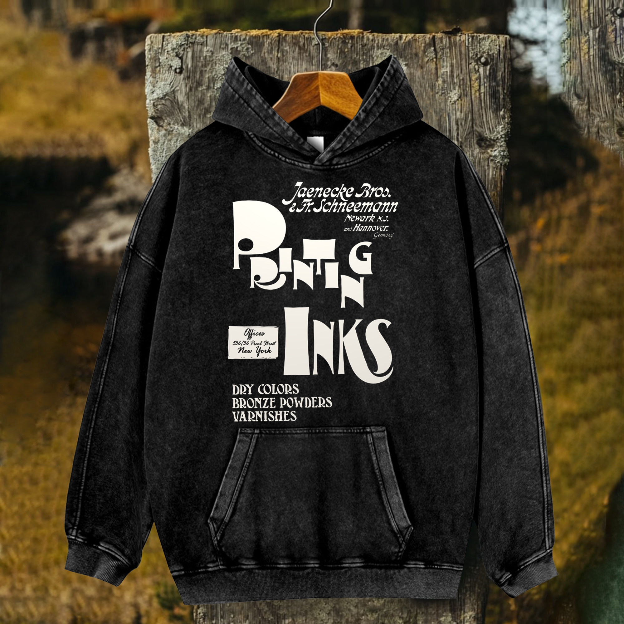 Unisex Vintage Painting Inks Printed Washed Hoodies