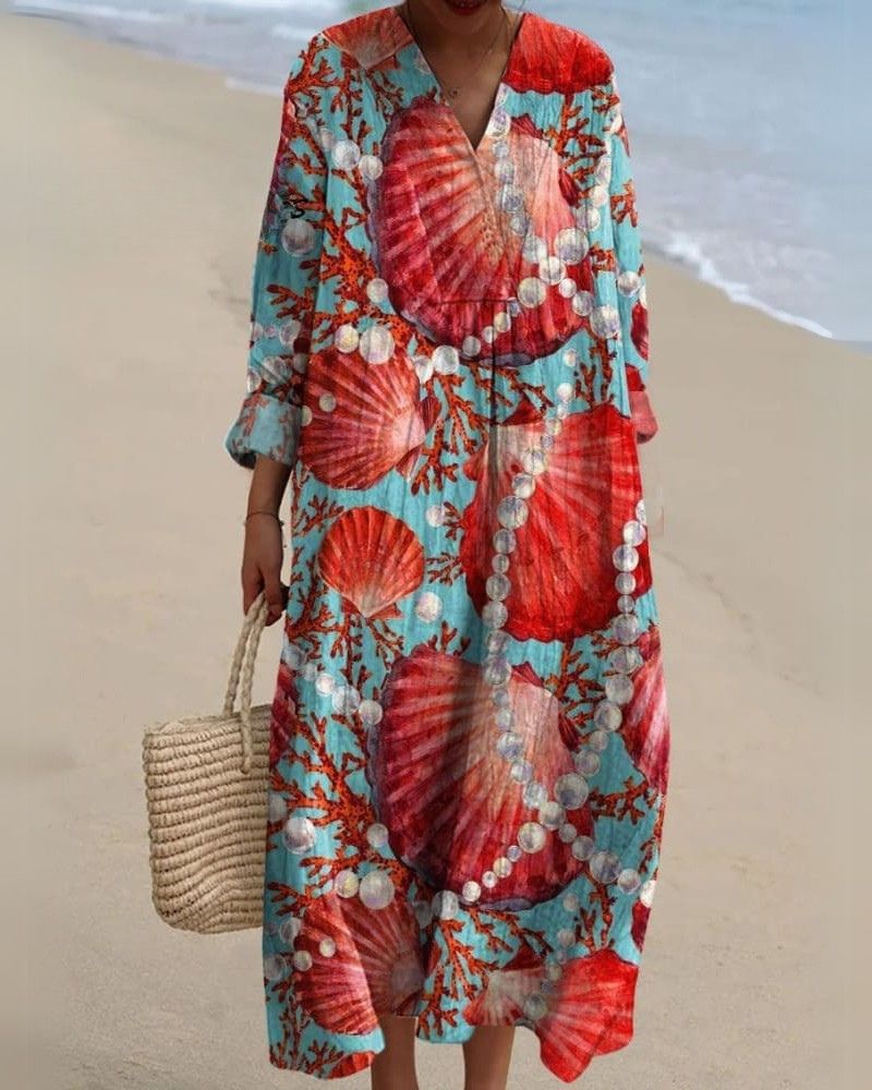Women's Ocean Printed Maxi Dress