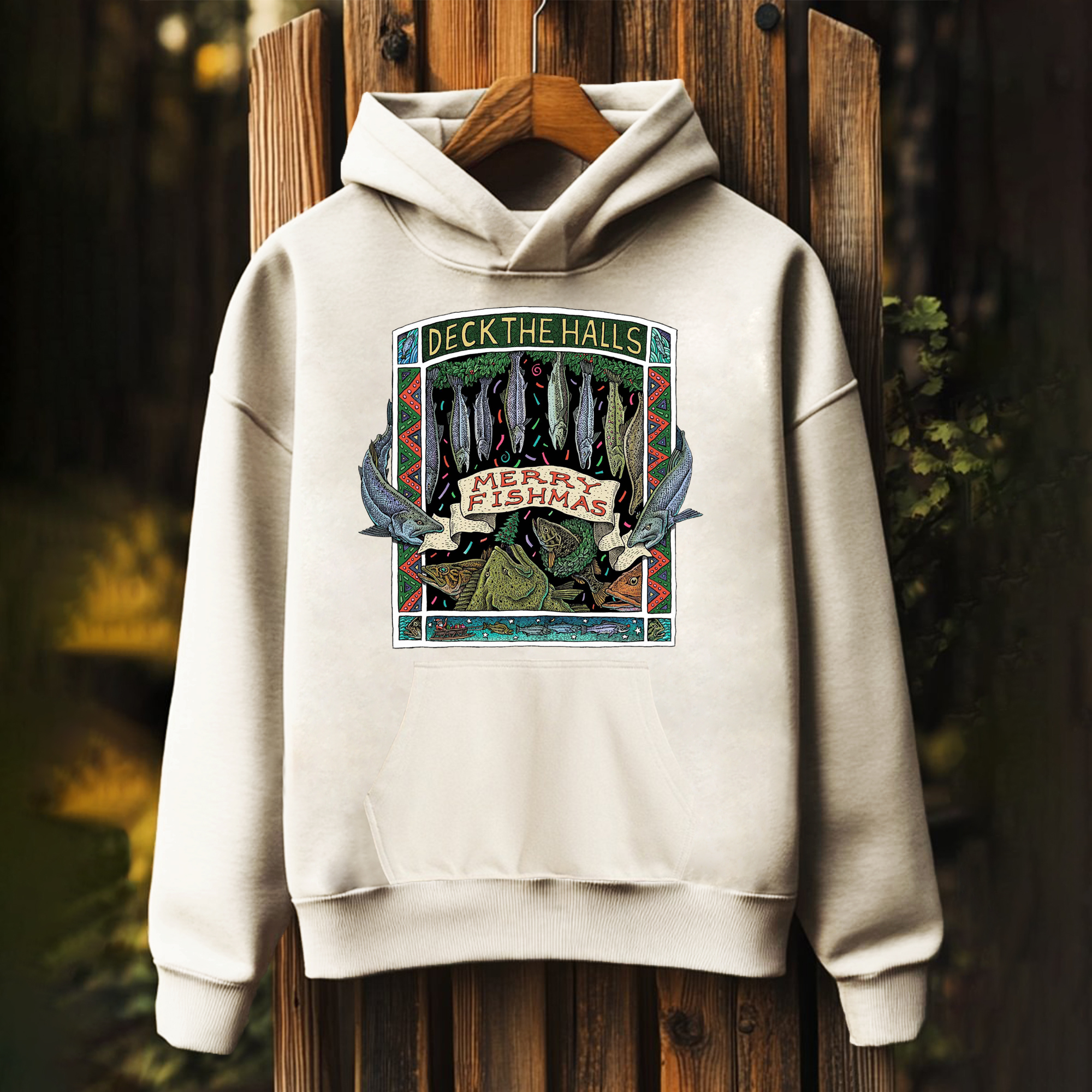 Unisex Vintage Fish Print Hoodies