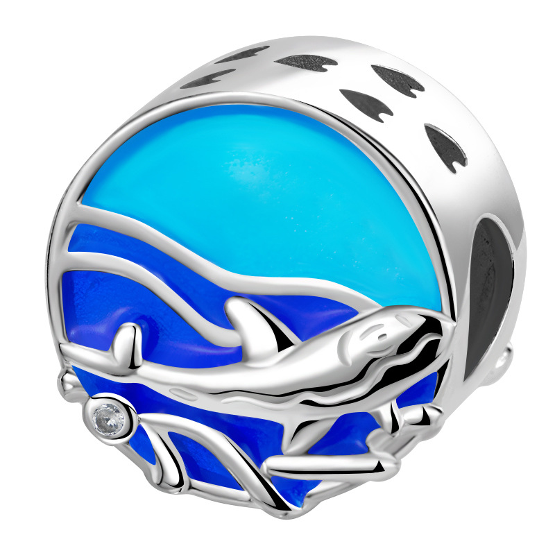 AliExpress cross-border supply of white copper 925 sterling silver DIY beaded accessories firefly dolphin bracelet pendant ornaments