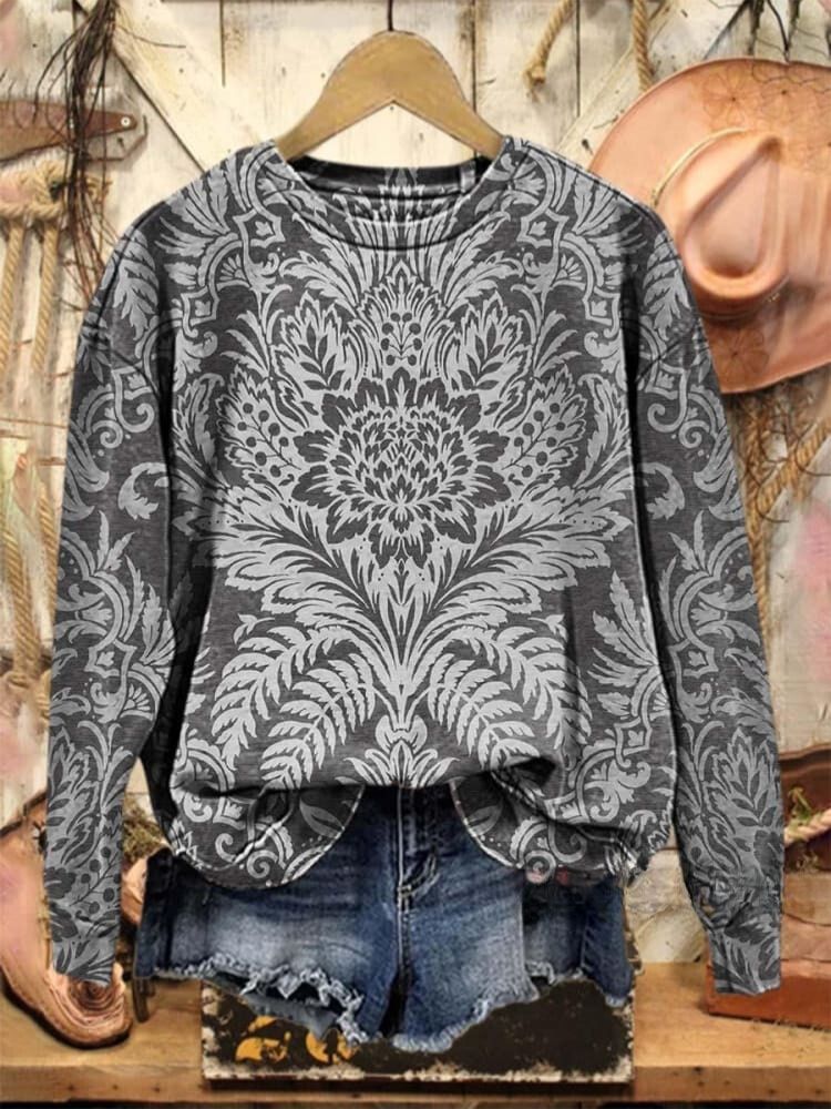 Vintage Lovely Floral Pattern Art Print Casual Sweatshirt