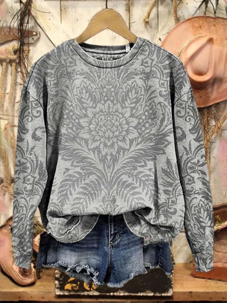 Vintage Lovely Floral Pattern Art Print Casual Sweatshirt