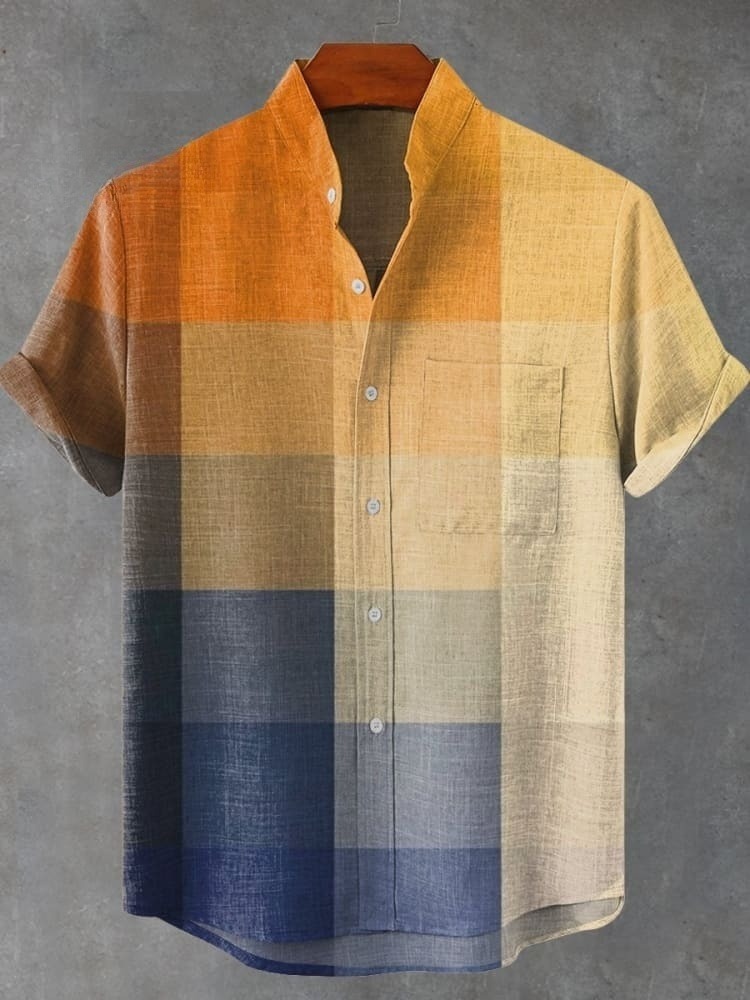 Yellow Blue Art Mosaic Gradient Art Print Casual Shirt