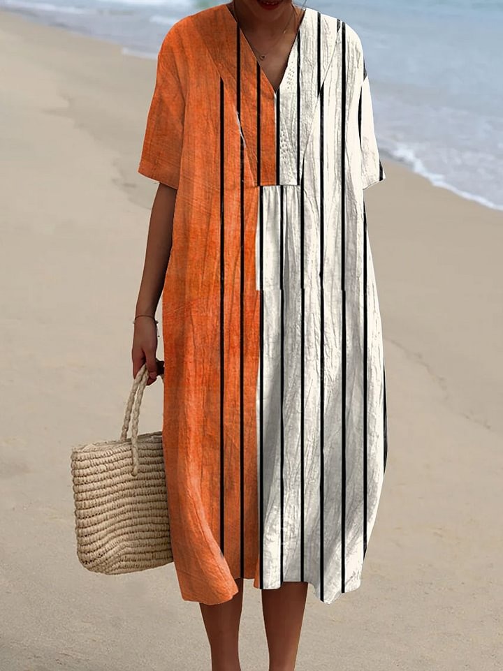 Women's Vintage Abstract Geometry Art Print Casual 3/4 Sleeve Shirt