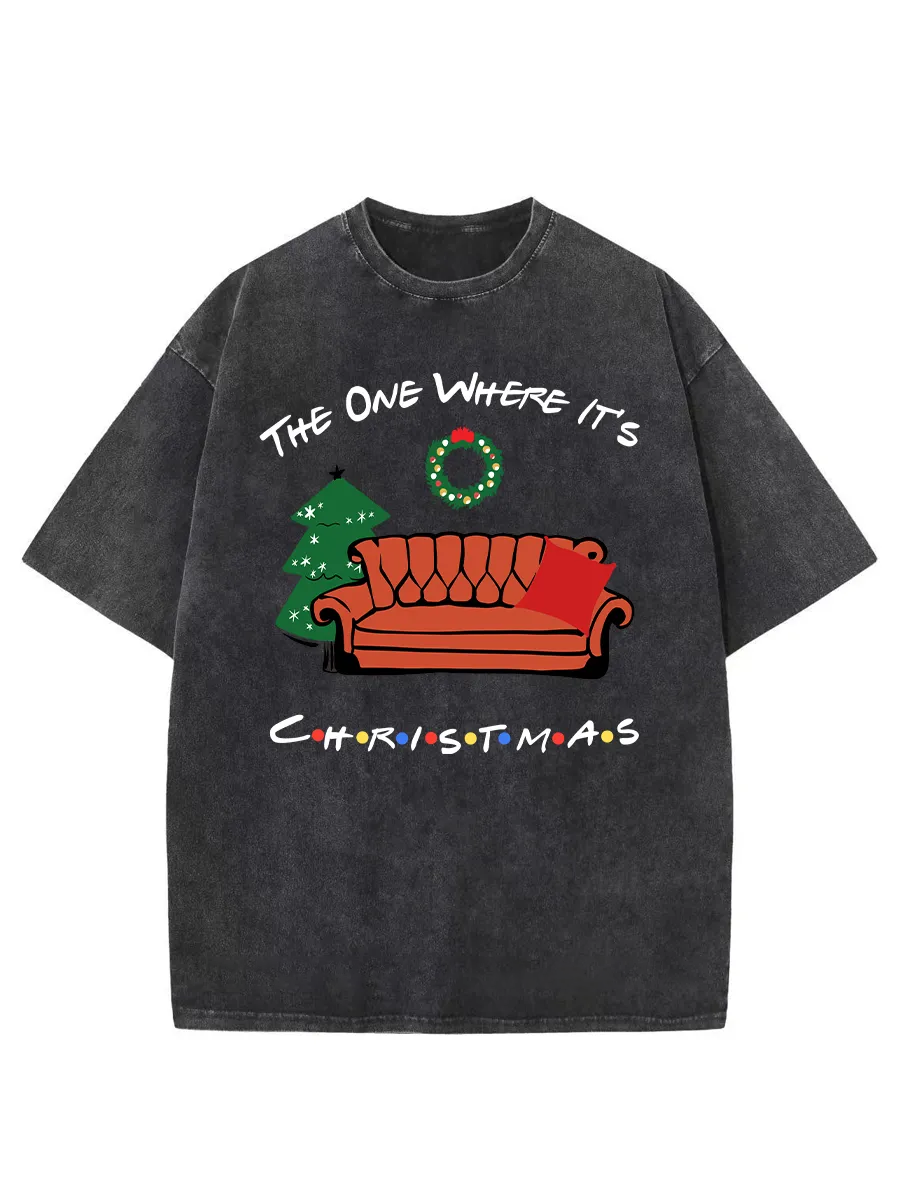 Vintage The One Where It's Christmas Washed T-Shirt
