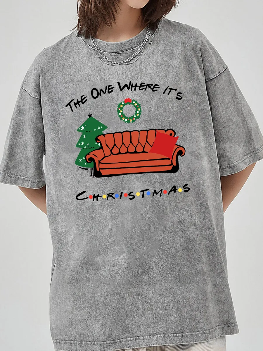 Vintage The One Where It's Christmas Washed T-Shirt