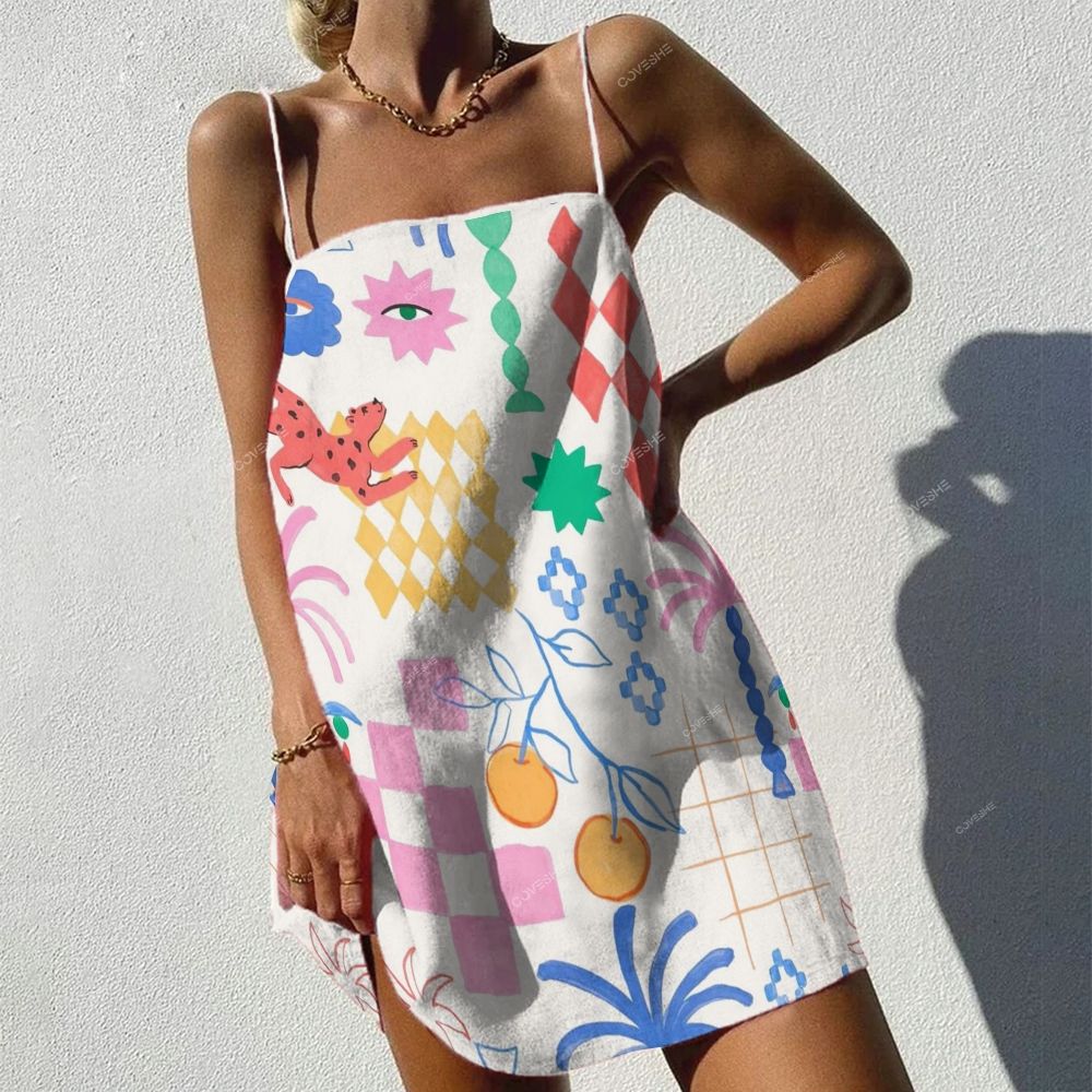 Women's Art Geometric Eyes Printed Mini Dress