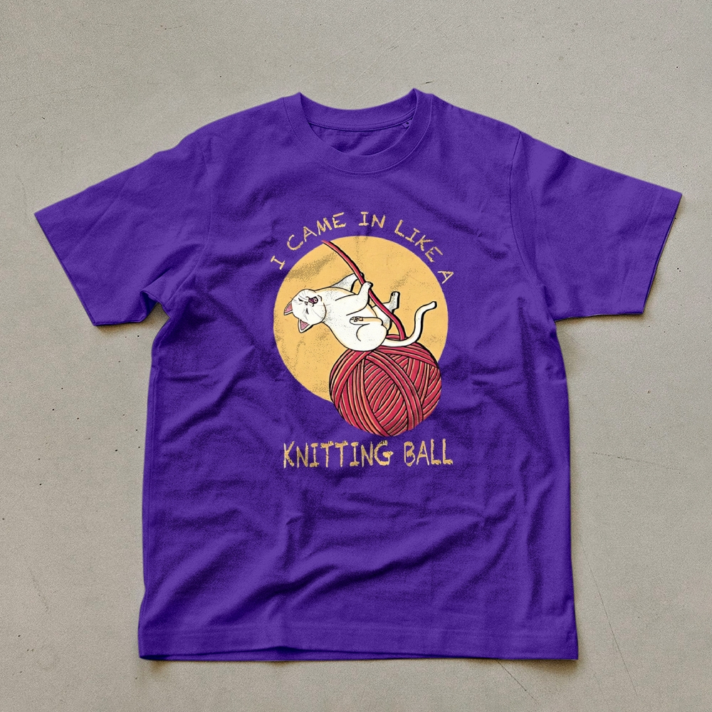 Wool Ball Cat Pattern Unisex Prints T-Shirt