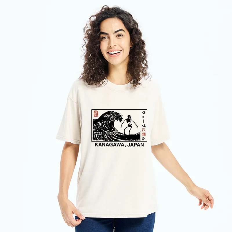   Skeleton Surfing Japan Washed T-Shirt