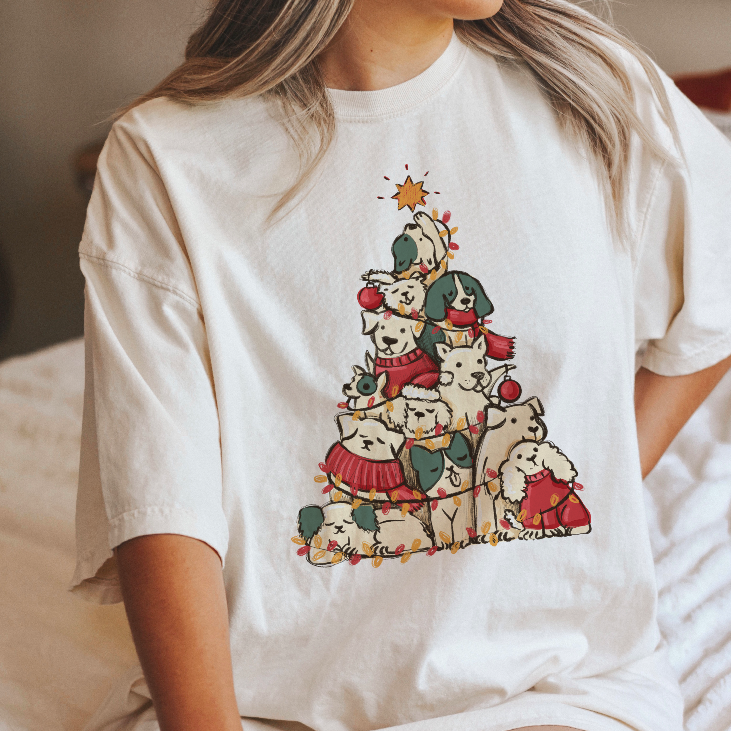 Dogs Christmas Tree t shirt in Comfort Colors