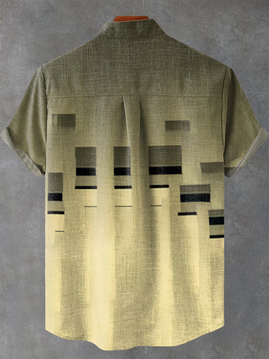 Vintage Gradient Geometric Abstract Art Print Casual Shirt