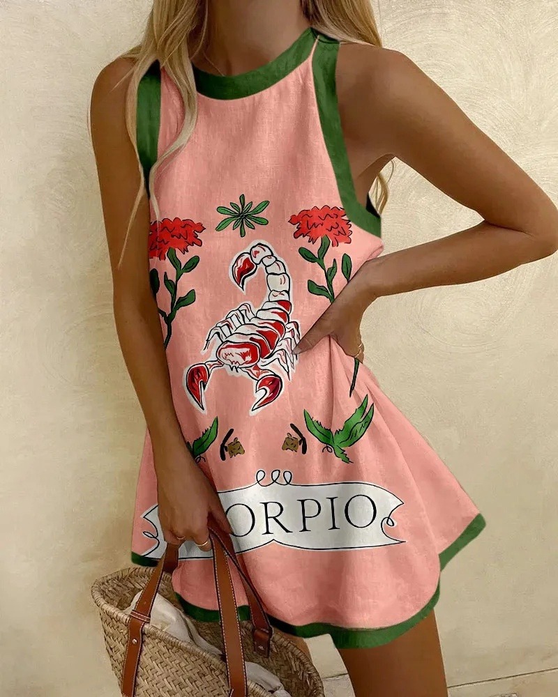 Scorpio print mini dress