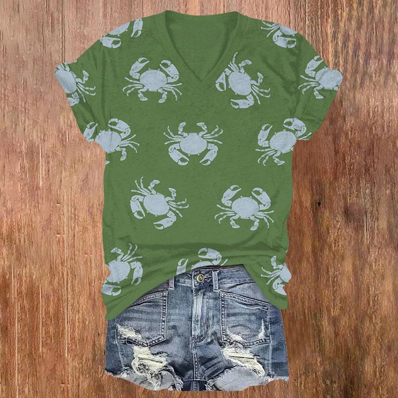 Vintage Crab Swarm Art Print V-neck T-shirt