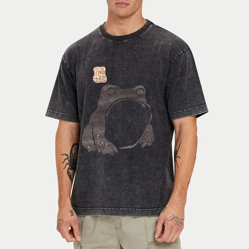 Matsumoto Hoji Woodblock Print Frog Washed T-Shirt
