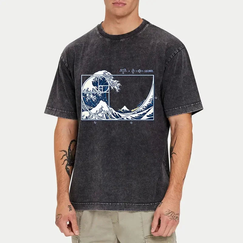 Ukiyoe Waves Japan Washed T-Shirt