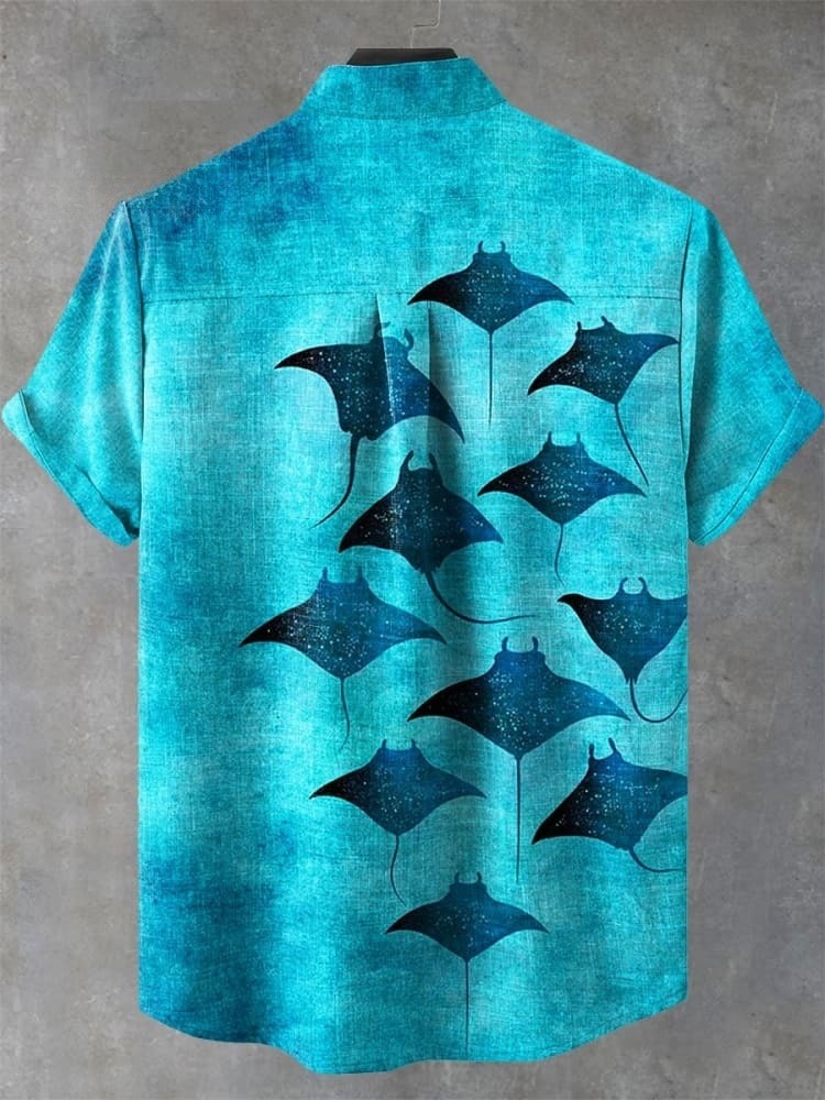 Vintage Manta Rays Art Print Casual Shirt