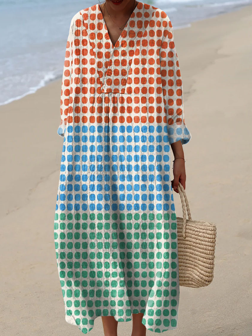 Women's Vintage Abstract Geometry  Art Print Dress