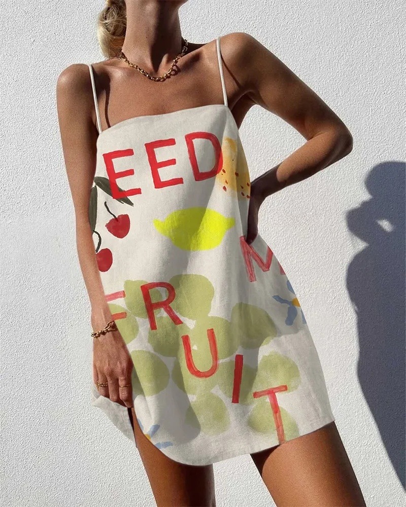 Stick Figure Print Sling Dress