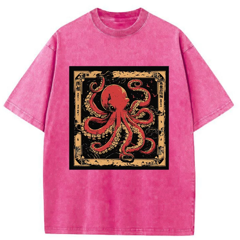 Retro Octopus Washed T-Shirt