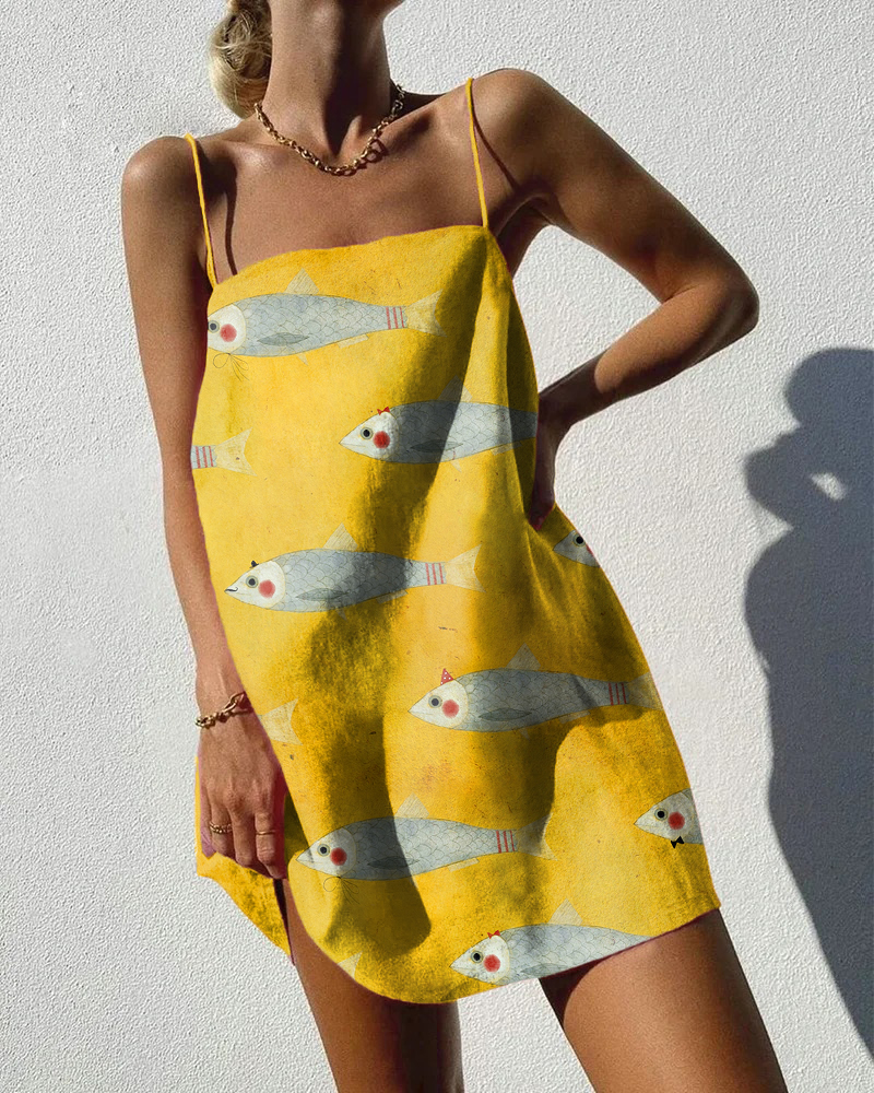 Vintage fish print mini dress