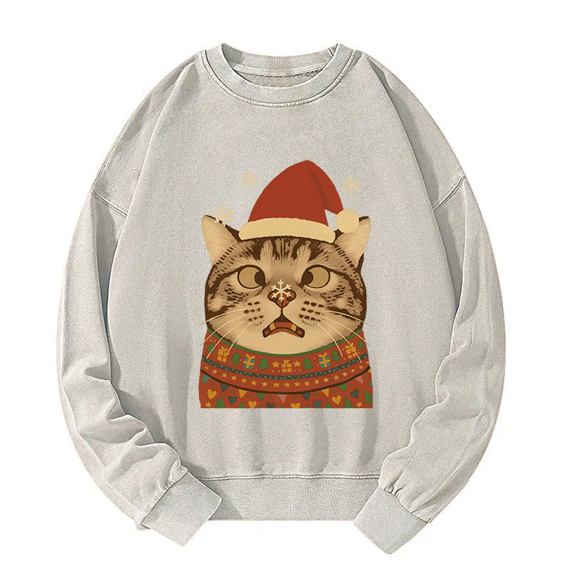 The Christmas Silly Cat Washed Sweatshirt
