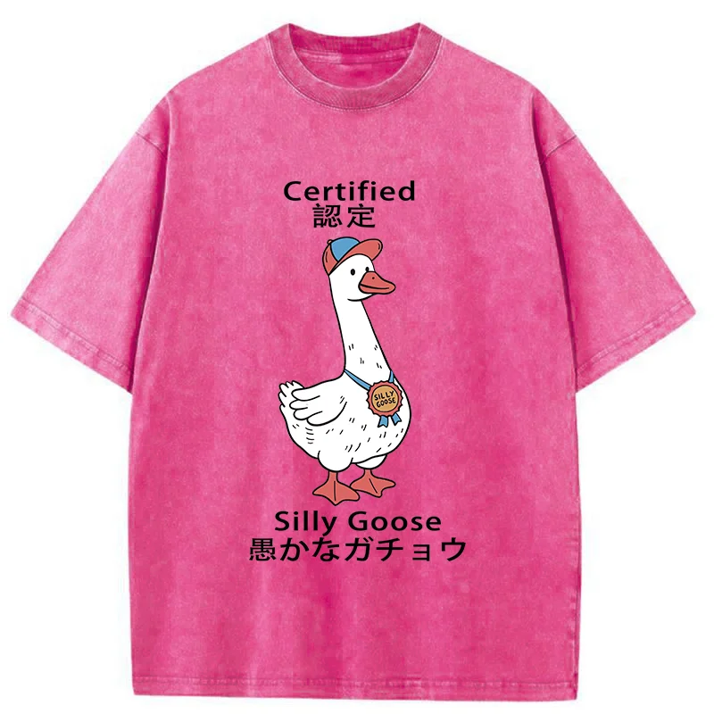 Tokyo-Tiger Certified Funny Silly Goose  Washed T-Shirt