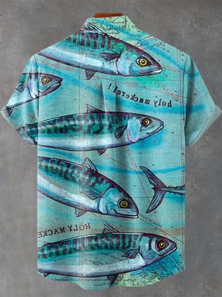 Ocean Sardines Print Casual Shirt