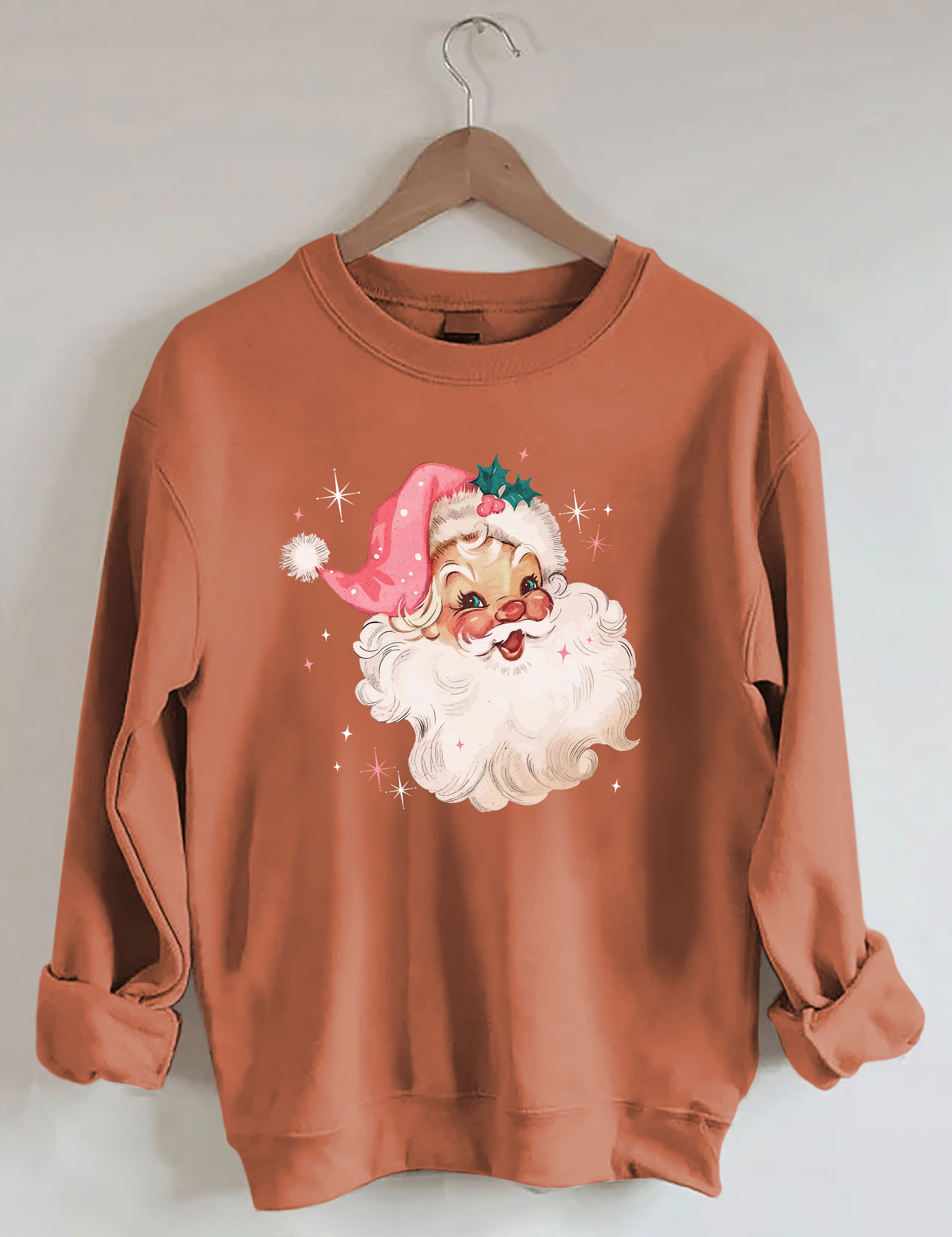 Retro Pink Santa Christmas Sweatshirt