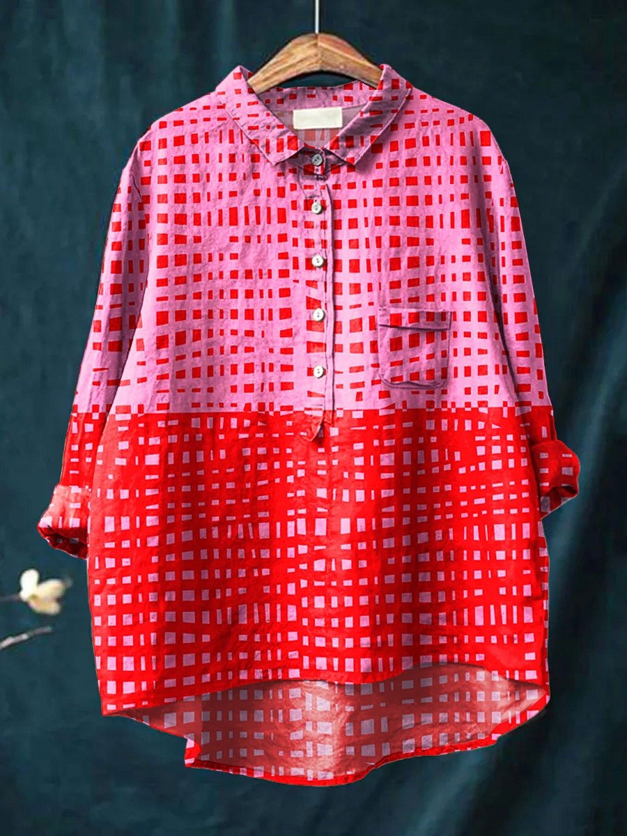 Women's Pink Art Print Casual Shirt