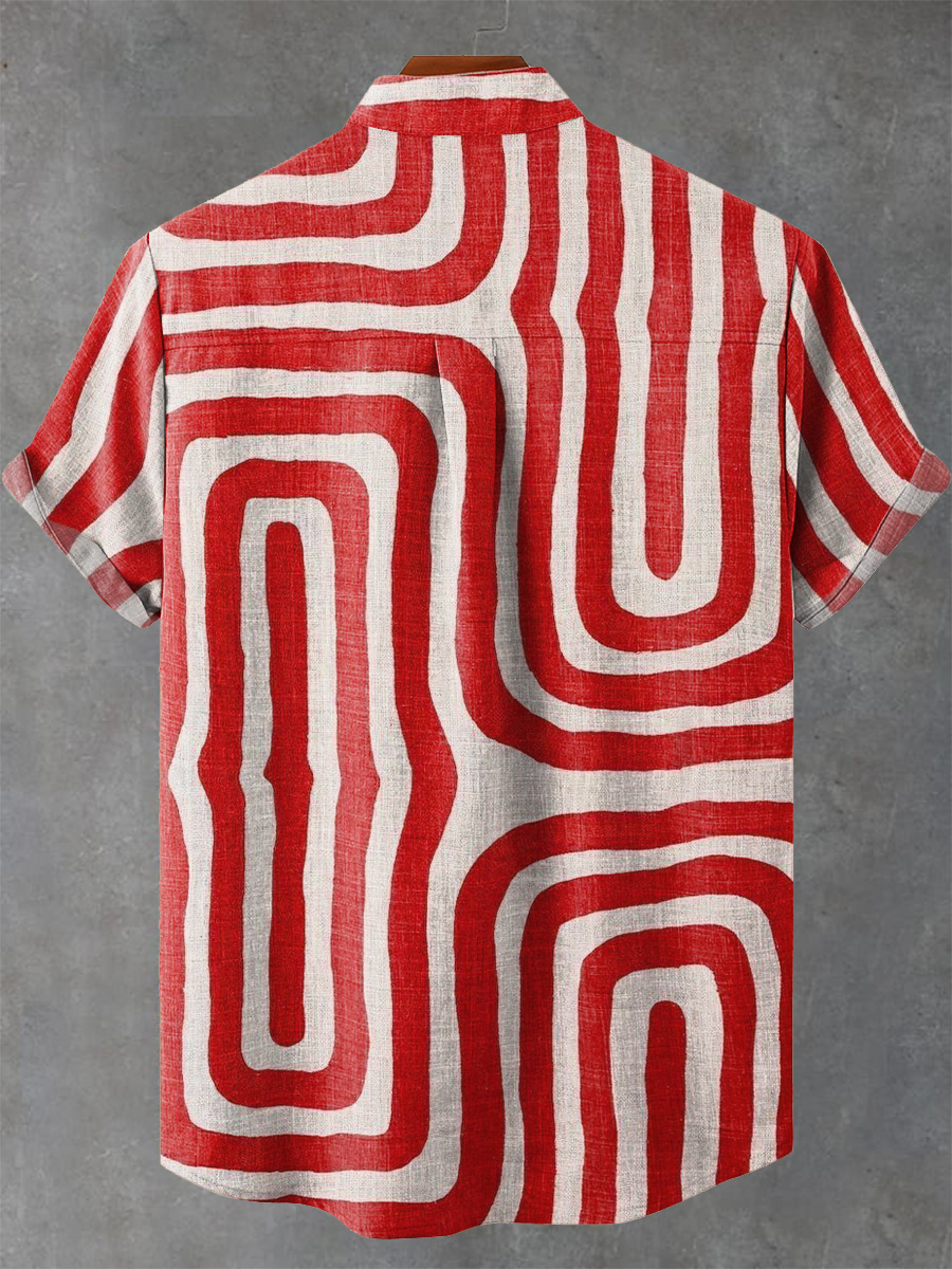 Abstract Art Red Lines Decorative Pattern Casual Shirt