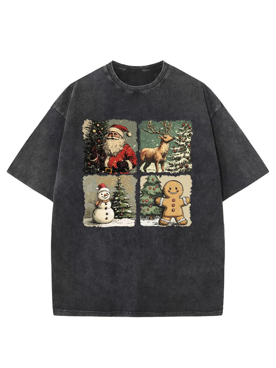 Vintage Christmas Sublimation Washed T-Shirt
