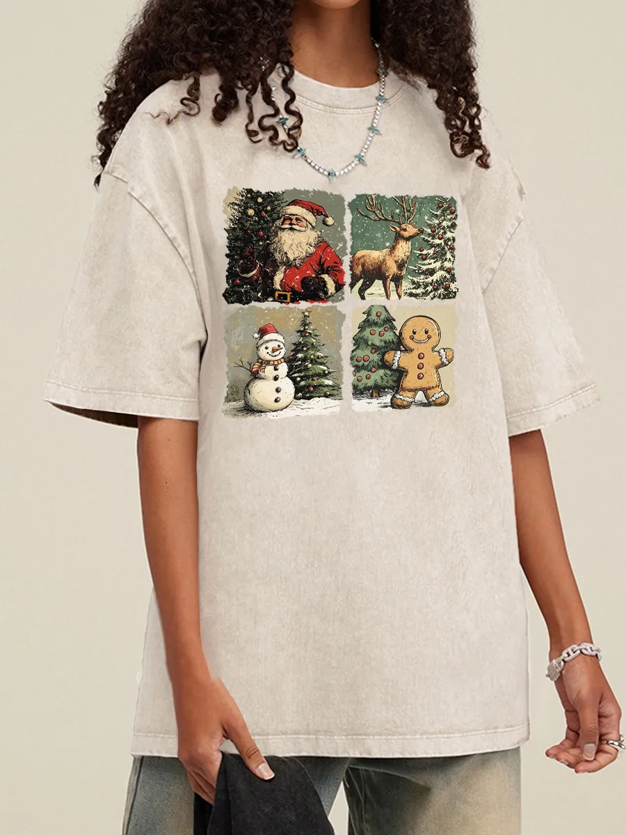 Vintage Christmas Sublimation Washed T-Shirt