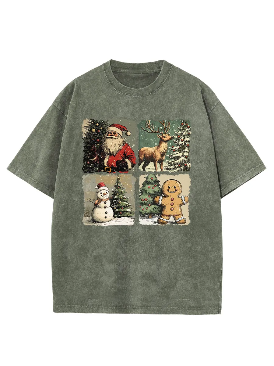 Vintage Christmas Sublimation Washed T-Shirt