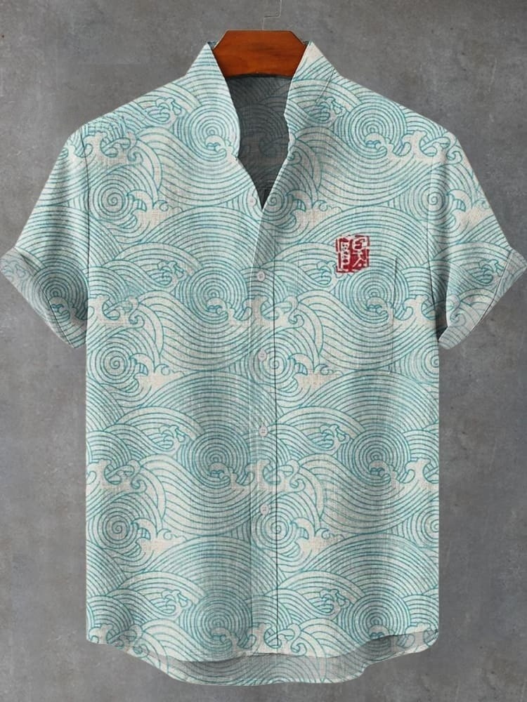 Japanese Ukiyo-e Waves Art Print Casual Shirt