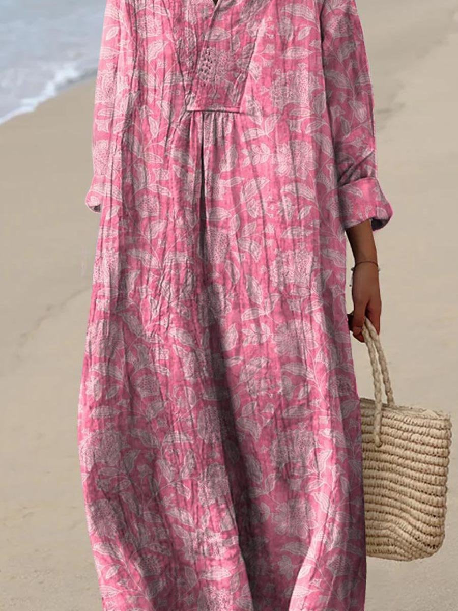 Women's Lovely Floral Art Print Flowy Dress