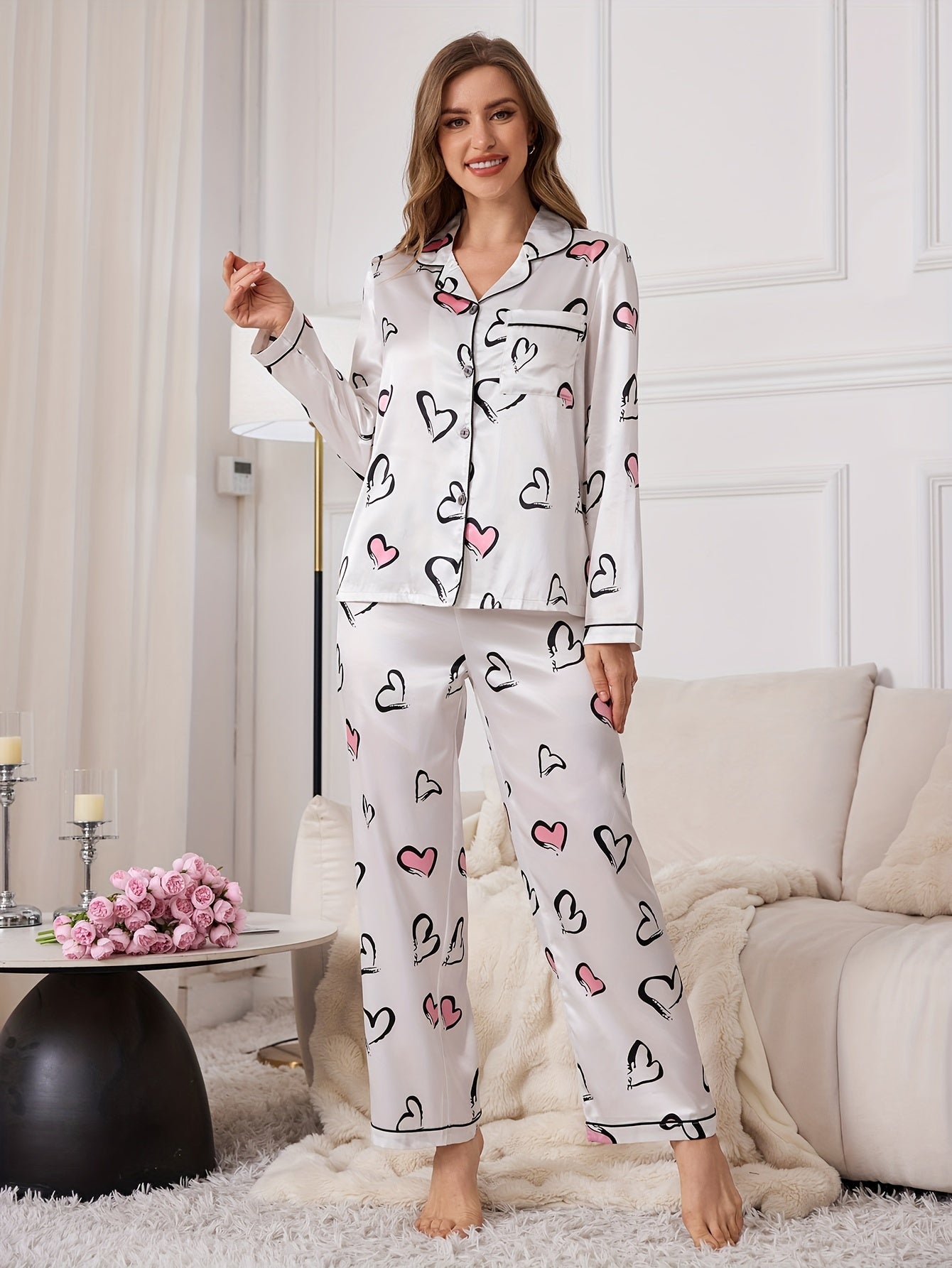 "Amore Elegante" Satin pajama set