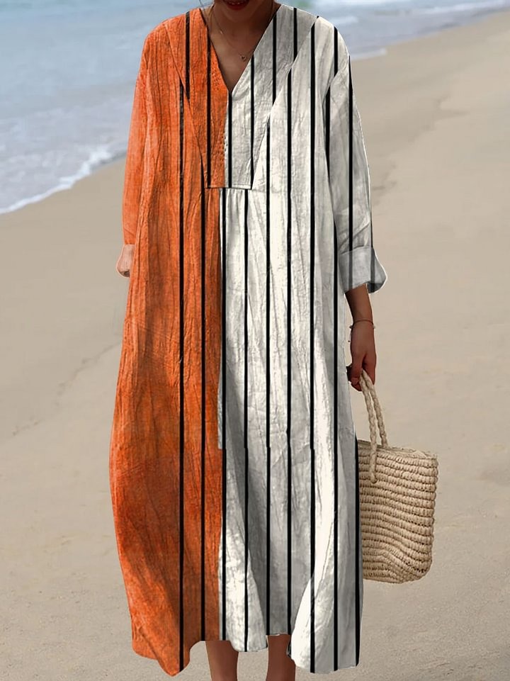 Women's Vintage Abstract Geometry Art Print Casual 3/4 Sleeve Shirt