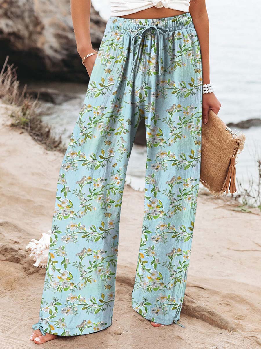 Women's Vintage Floral Art Printed Casual Pants