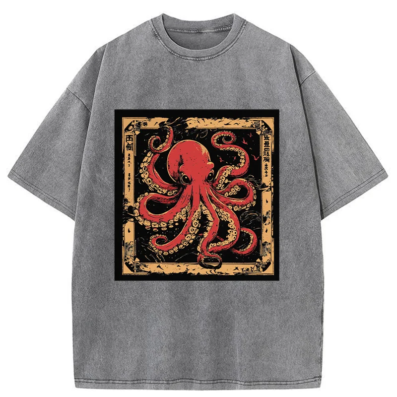 Retro Octopus Washed T-Shirt