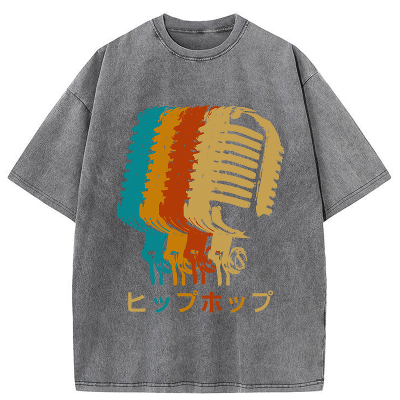   Vintage Hip-hop Mic Washed T-Shirt