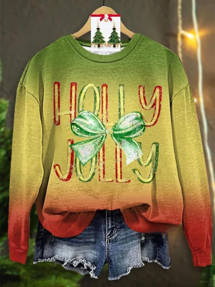 Lovely Christmas Holly Jolly Art Print Casual Sweatshirt