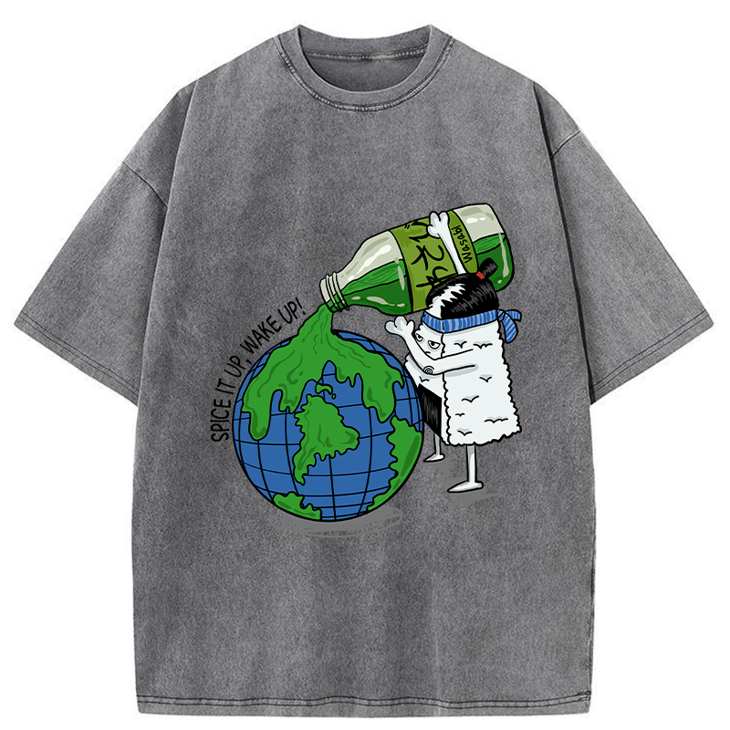   Funny Rice Ball With Wasabi Washed T-Shirt