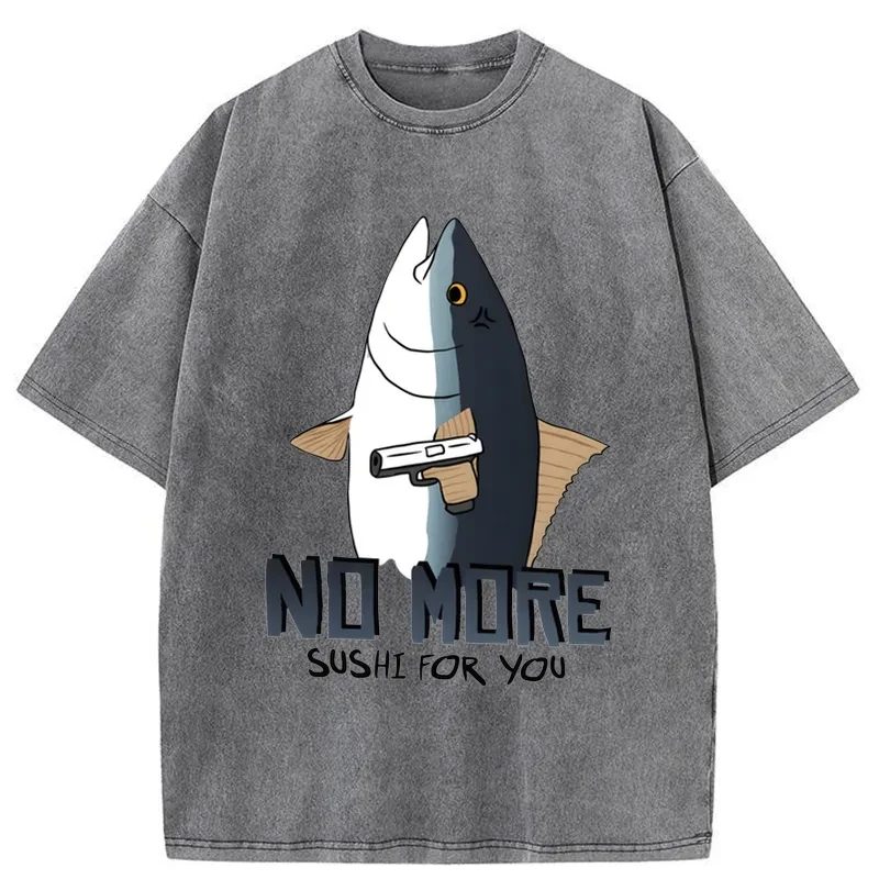   Fish With A Gun Washed T-Shirt