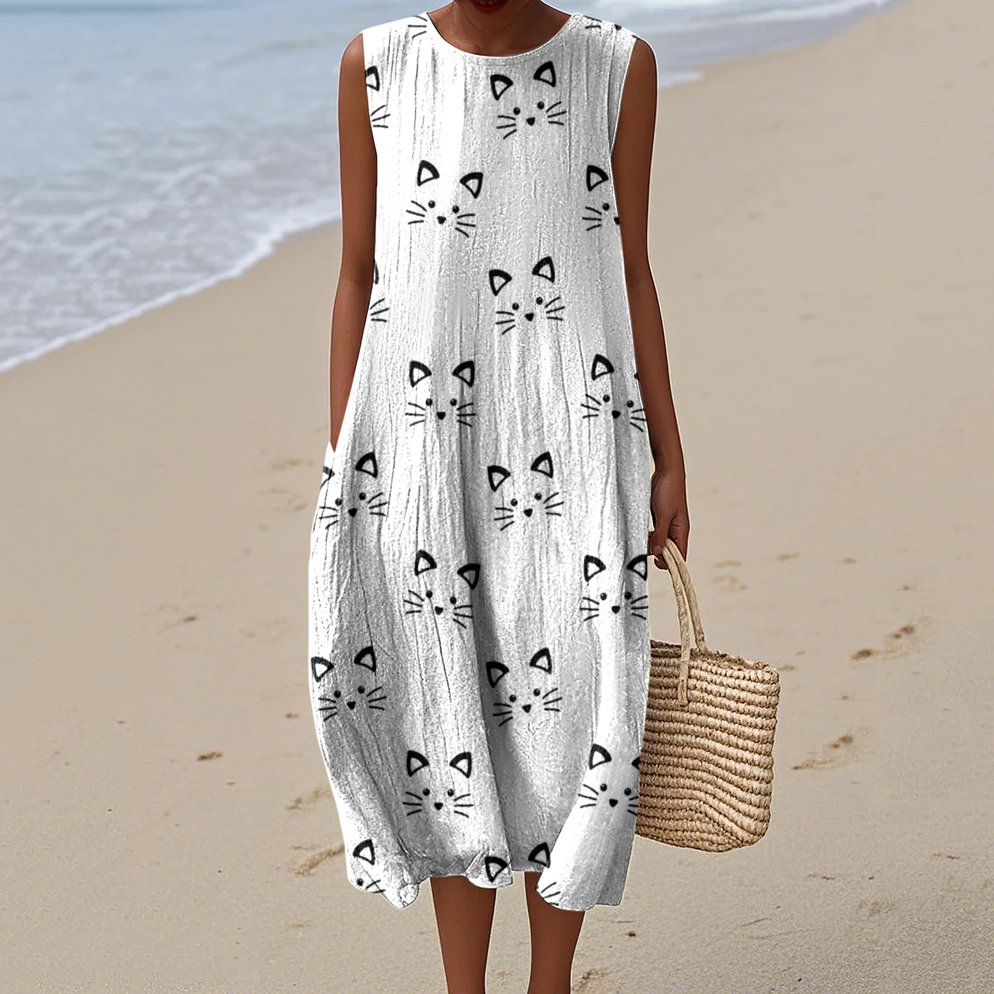 Women's Funny Cat Art Print Dress
