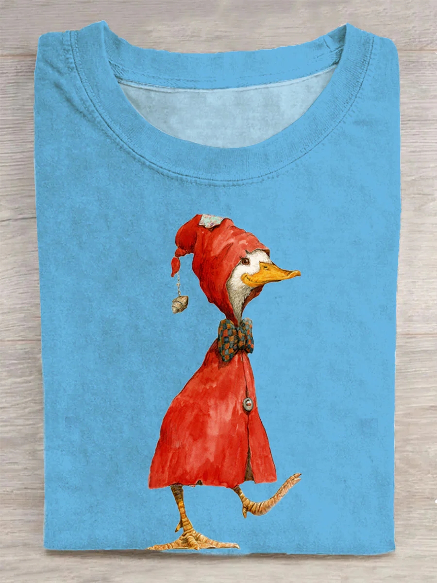 Cute Duck Art Print Casual T-Shirt