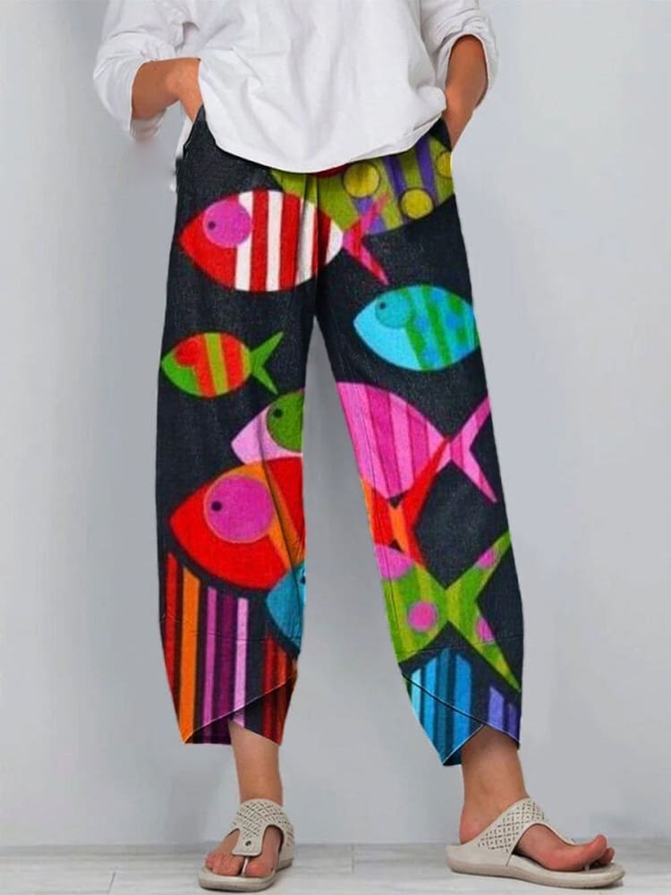 Women's Fish Art Print Casual Pant